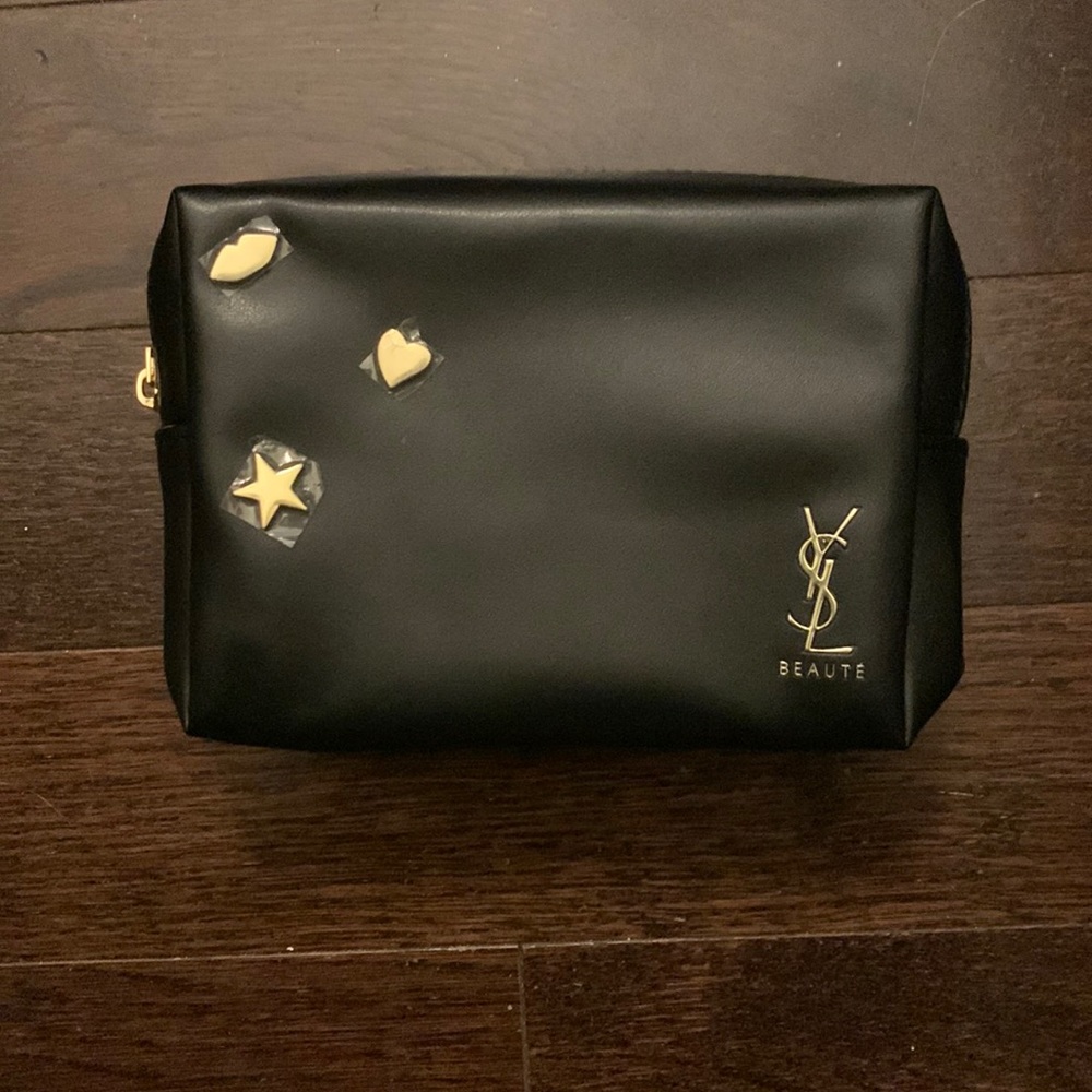 Black YSL makeup bag